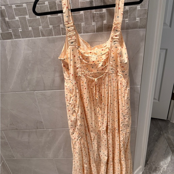 Christy Dawn The Adele Floral Lace Up Dress Carnelian Aster Garden Peach size M - Picture 6 of 9